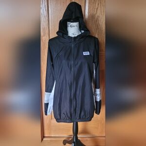 VS PINK Windbreaker Jacket Black White Logo Size M L